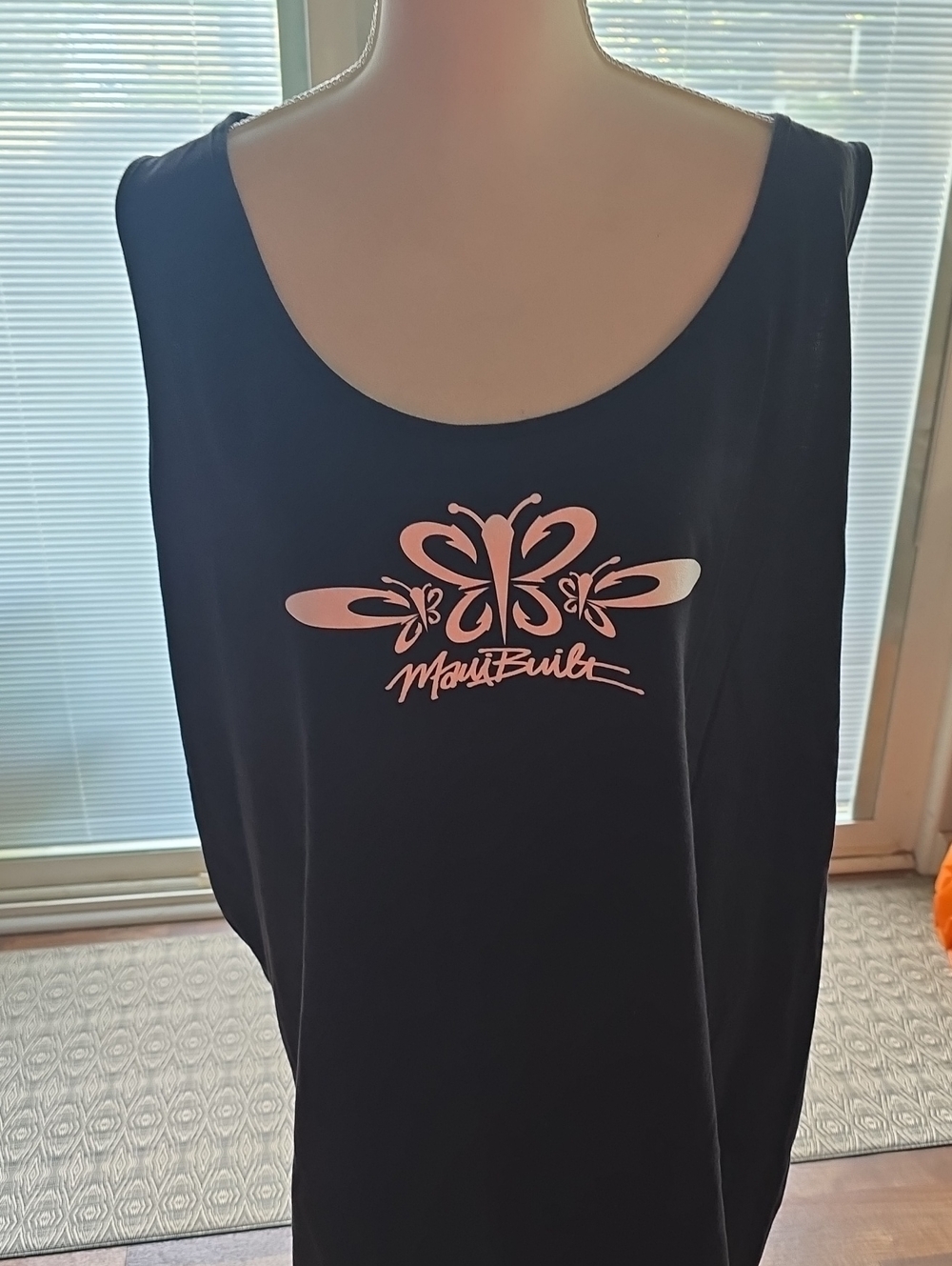 Maui Built Black Tank Top with Pink Logo